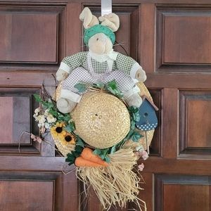 Rabbit and Floral Wreath Spring/Easter/Holiday/Home/ All Occasion/Kids/Door/Wall